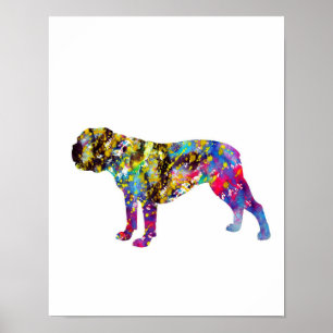 Bulldog Art Watercolor Portrait Poster