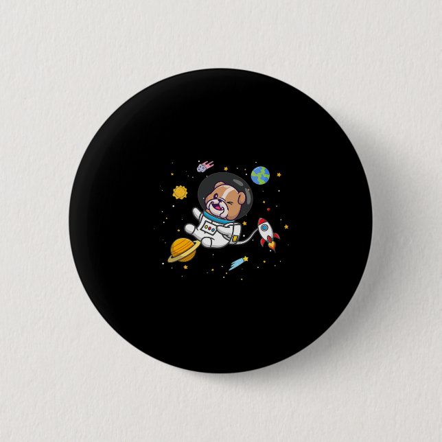 Bulldog Astronaut Button (Vorderseite)