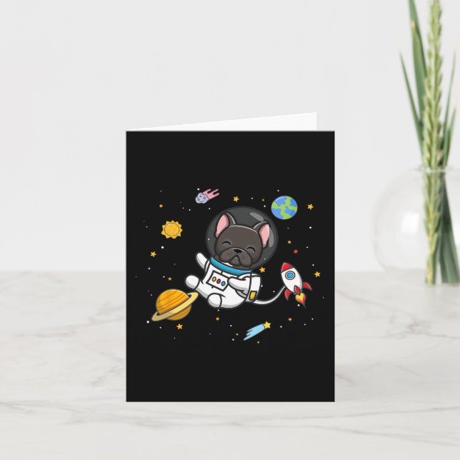 Bulldog Astronaut Karte (Vorderseite)