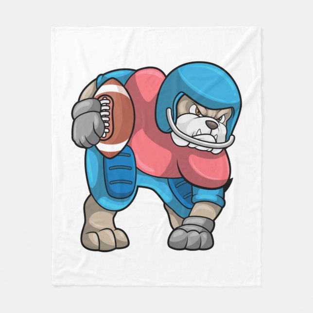Bulldog at Sports with Football & Helmet Fleecedecke (Vorderseite)