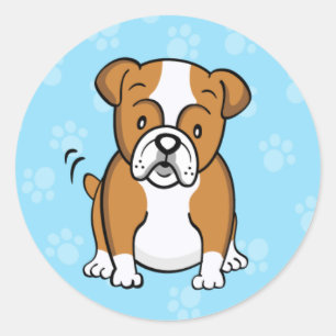 Bulldog-Aufkleber für niedlichen Cartoon Runder Aufkleber