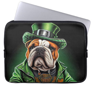 Bulldog Autofahrrad St. Patrick's Day Laptopschutzhülle