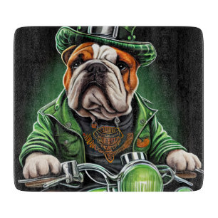 Bulldog Autofahrrad St. Patrick's Day Schneidebrett