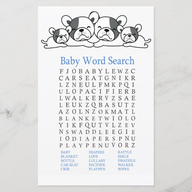 Bulldog Baby Shooter Word Search Game (Vorderseite)