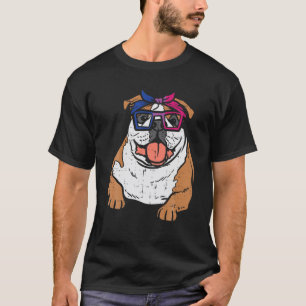 Bulldog Bandana LGBTQ Bisexuelle Flagge Gay Pr T-Shirt