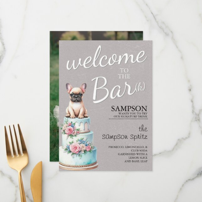 Bulldog-Bar Menükarte (Vorderseite/Rückseite Beispiel)