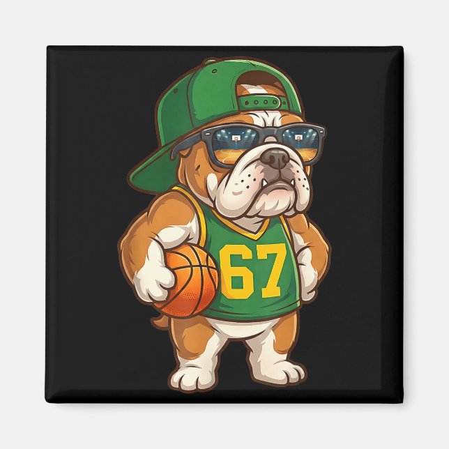 Bulldog Basketball 67 Gen Alpha Slang Srts Dog Boy Magnet (Vorne)