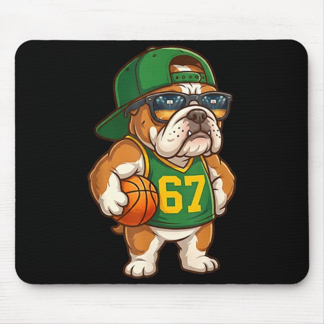 Bulldog Basketball 67 Gen Alpha Slang Srts Dog Boy Mousepad (Vorne)
