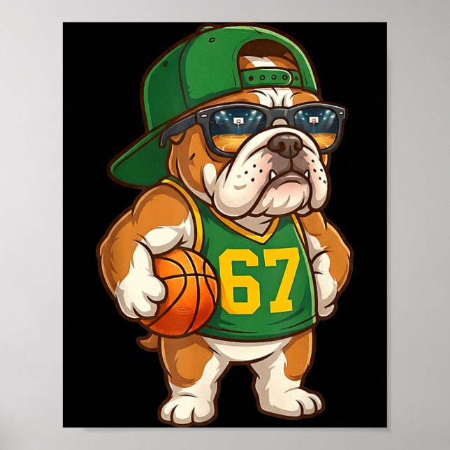Bulldog Basketball 67 Gen Alpha Slang Srts Dog Boy Poster (Vorne)