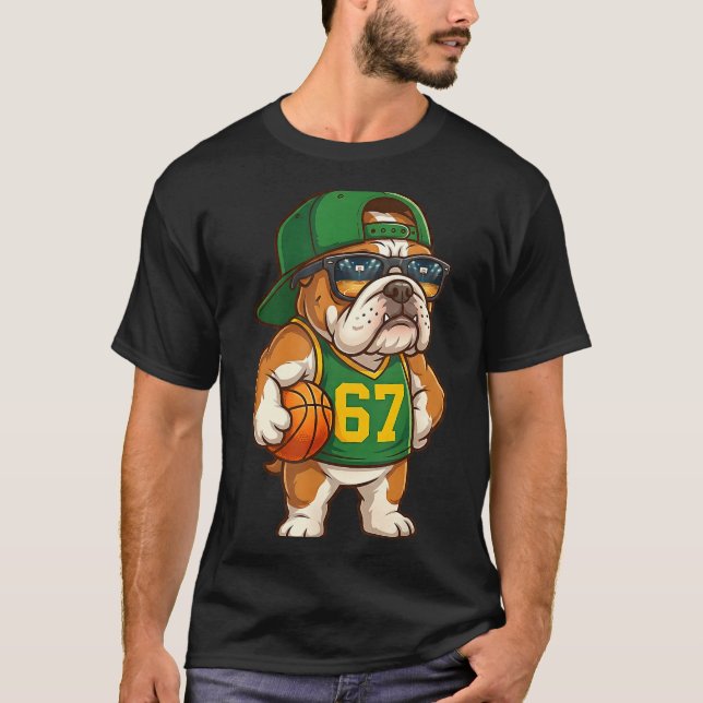 Bulldog Basketball 67 Gen Alpha Slang Srts Dog Boy T-Shirt (Vorderseite)