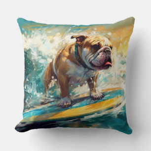 Bulldog Beach Surfen Malerei Kissen