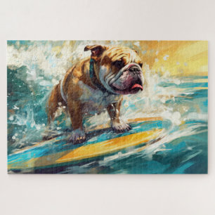 Bulldog Beach Surfen Malerei Puzzle