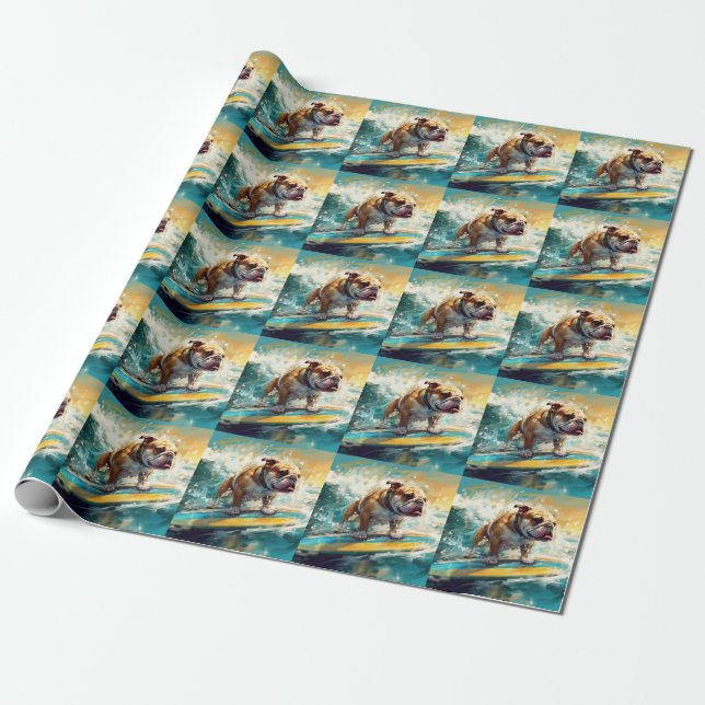 Bulldog Beach Surfgrafik Geschenkpapier (Ungerollt)