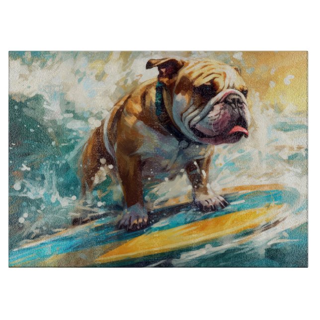 Bulldog Beach Surfgrafik Schneidebrett (Vorderseite)