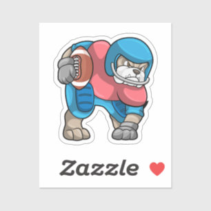 Bulldog beim Sport mit Fußball und Helm Aufkleber