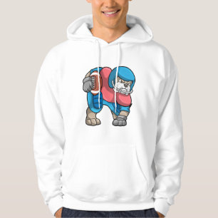 Bulldog beim Sport mit Fußball und Helm Hoodie