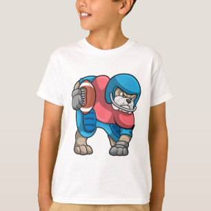 Bulldog beim Sport mit Fußball und Helm T-Shirt