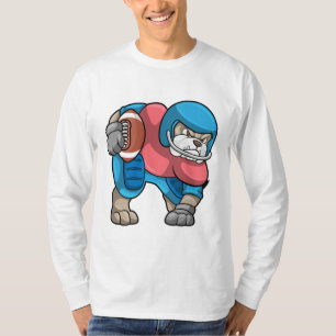 Bulldog beim Sport mit Fußball und Helm T-Shirt