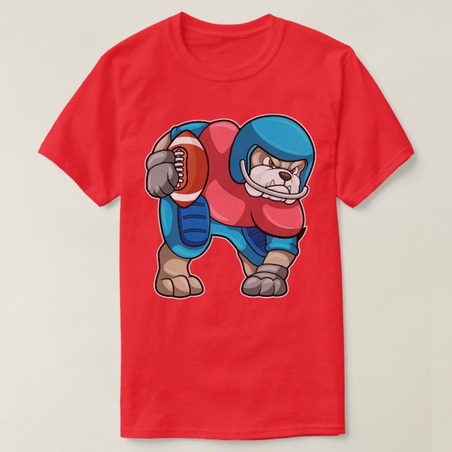 Bulldog beim Sport mit Helmet T-Shirt (Design vorne)