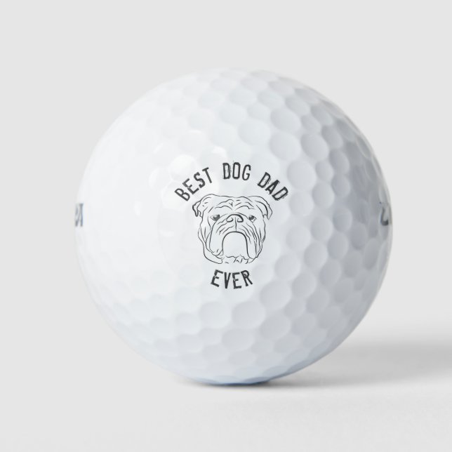 Bulldog , Best Dog Dad Ever Golfball (Vorderseite)