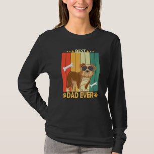Bulldog Bester Hund Vater je Retro Vintager Vater  T-Shirt