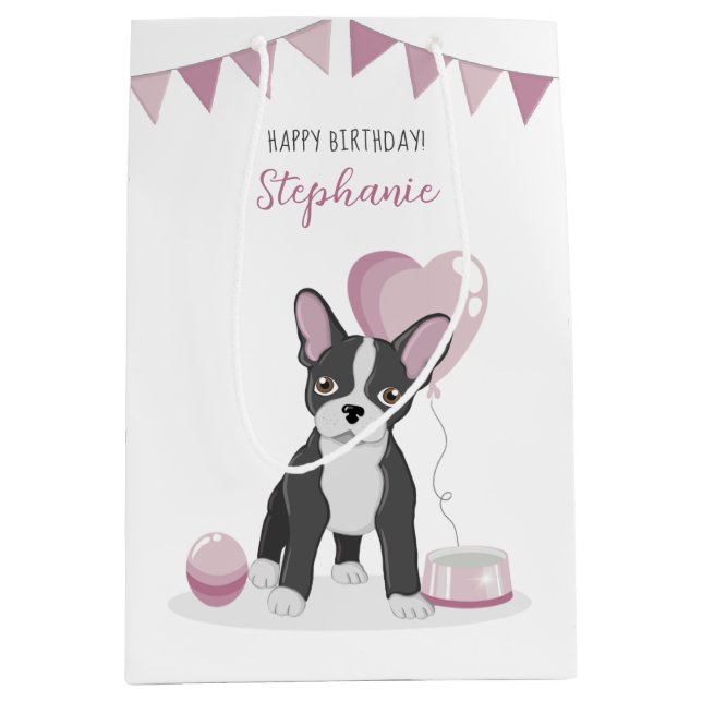 Bulldog Birthday Mittlere Geschenktüte (Vorderseite)