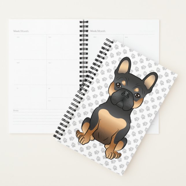 Bulldog, Black and Tan French / Frenchie Dog & Paw Planer (Anzeige)