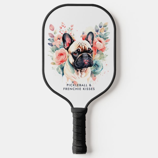 Bulldog-Blume Pickleball Frenchie Kisses Pickleball Schläger (Vorderseite)