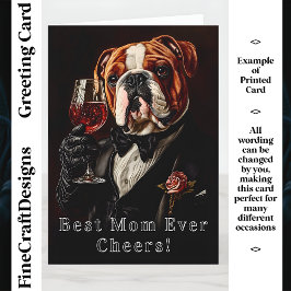 Bulldog, Bow Krawatte & Wine CR8 Individuelle Name Karte