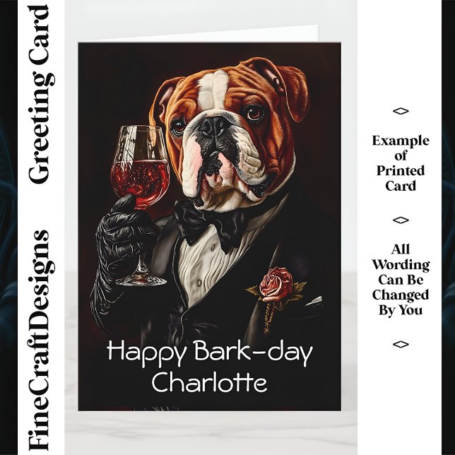 Bulldog, Bow Krawatte & Wine CR8 Individuelle Name Karte (Von Creator hochgeladen)