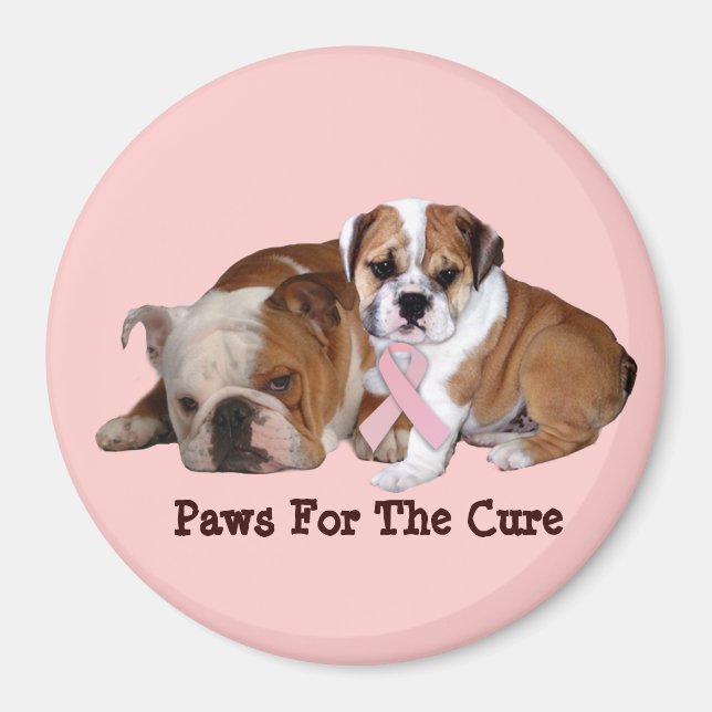 Bulldog-Brustkrebs-Magnet Magnet (Vorne)