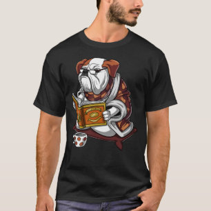 Bulldog-Buch Reading Hund Funny Pater T-Shirt
