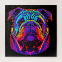 Bulldog-Bulldogin mit schwarzem Lichtstil, mehrfar