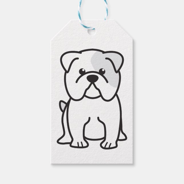 Bulldog-Cartoon Geschenkanhänger (Vorderseite)