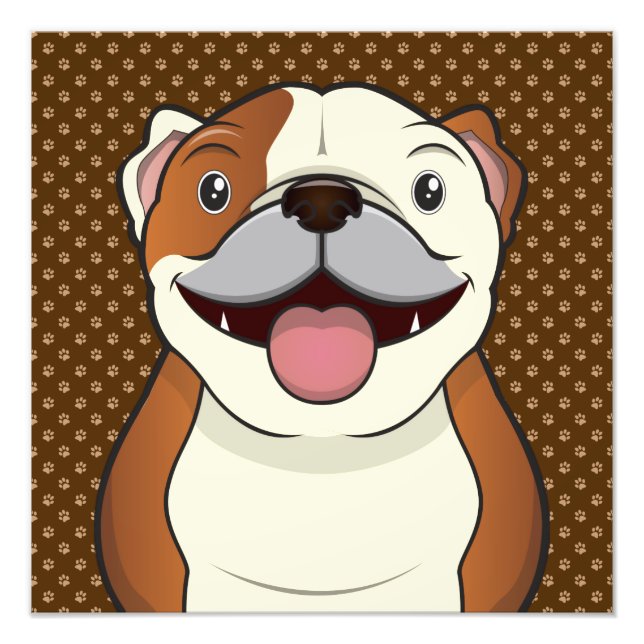 Bulldog Cartoon Paws Fotodruck (Vorne)