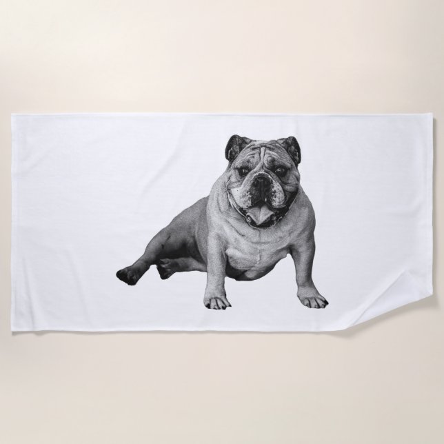 Bulldog Chill am Strand Strandtuch (Vorderseite)