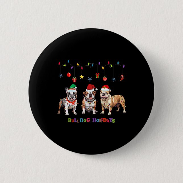 Bulldog Christmas3 Button (Vorderseite)