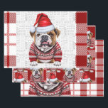 Bulldog Christmas Dog Red White Kariert Geschenkpapier Set<br><div class="desc">Ein bezaubernder Bulldog ist mit seiner Weihnachtsmannmütze und seinem Urlaubspulli für die Ferienzeit bereit. Dieser niedliche Weihnachtshund ist mit einem karierten Urlaub in Rot und Weiß auf diesem Set der Geschenkpackung für den Hundefreund gepaart.</div>