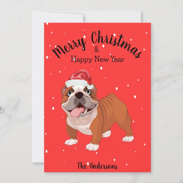 Bulldog Christmas Feiertagskarte (Vorderseite)