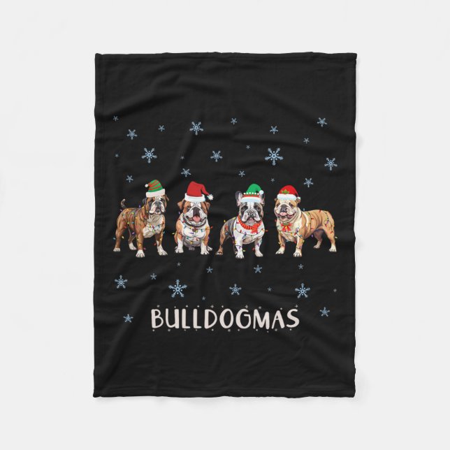 Bulldog Christmas Fleecedecke (Vorderseite)
