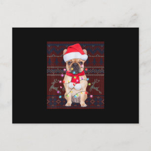Bulldog Christmas Lights Ugly Sweater Hund Lover Feiertagspostkarte