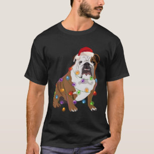Bulldog Christmas Lights Xmas Hund Lover T-Shirt