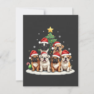 Bulldog Christmas Tree Weihnachtsmannmütze Welpe L Einladung