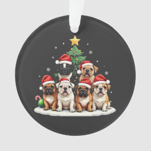 Bulldog Christmas Tree Weihnachtsmannmütze Welpe L Ornament