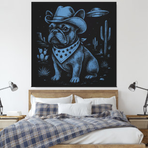 Bulldog Cowboy UFO Cowboy Dog Leinwanddruck