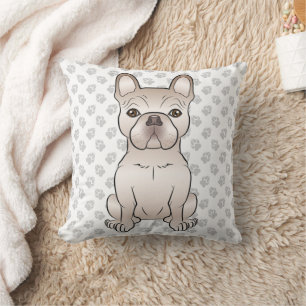 Bulldog-Creme / französischer Hund sitzend & paws Kissen