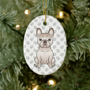 Bulldog-Creme / französischer Hund und benutzerdef Keramik Ornament