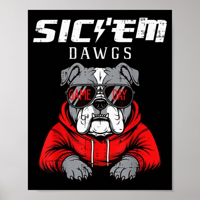 Bulldog Dawgs Women Kids Men Boys Girls Youth Teen Poster (Vorne)