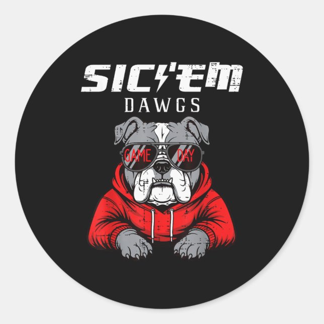 Bulldog Dawgs Women Kids Men Boys Girls Youth Teen Runder Aufkleber (Vorderseite)