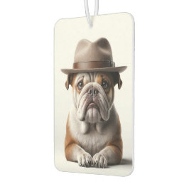 Bulldog, der eine Fedora trägt Autolufterfrischer